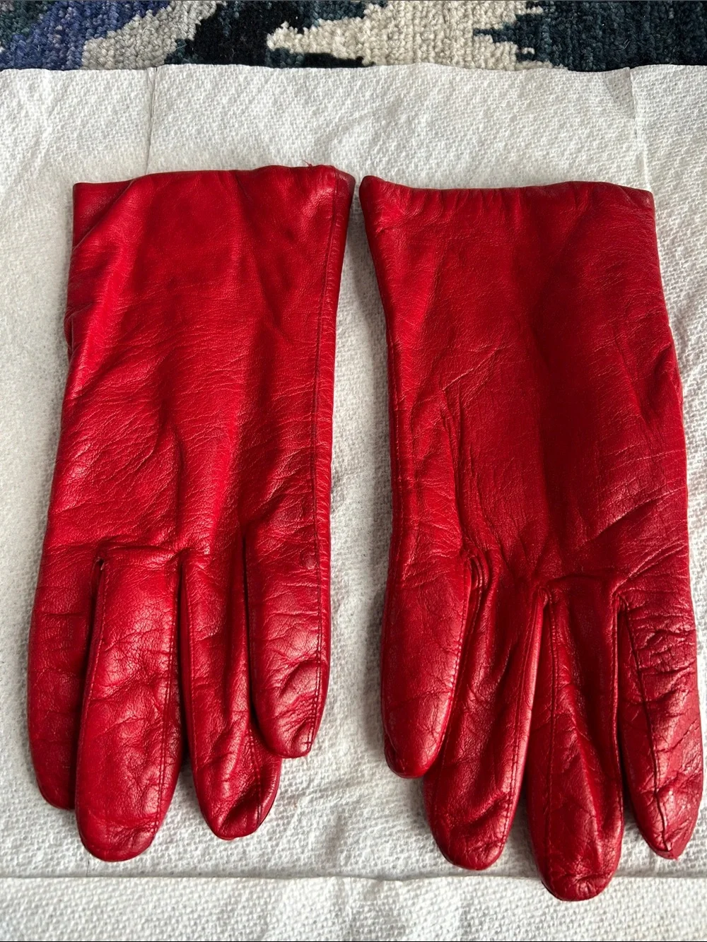 GENUINE Leather Gloves (5 pairs) - Beige, Red, Gray, Teal and Black